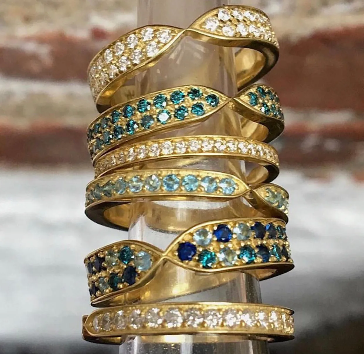 Double Blue Diamond Goddess Wrap Ring