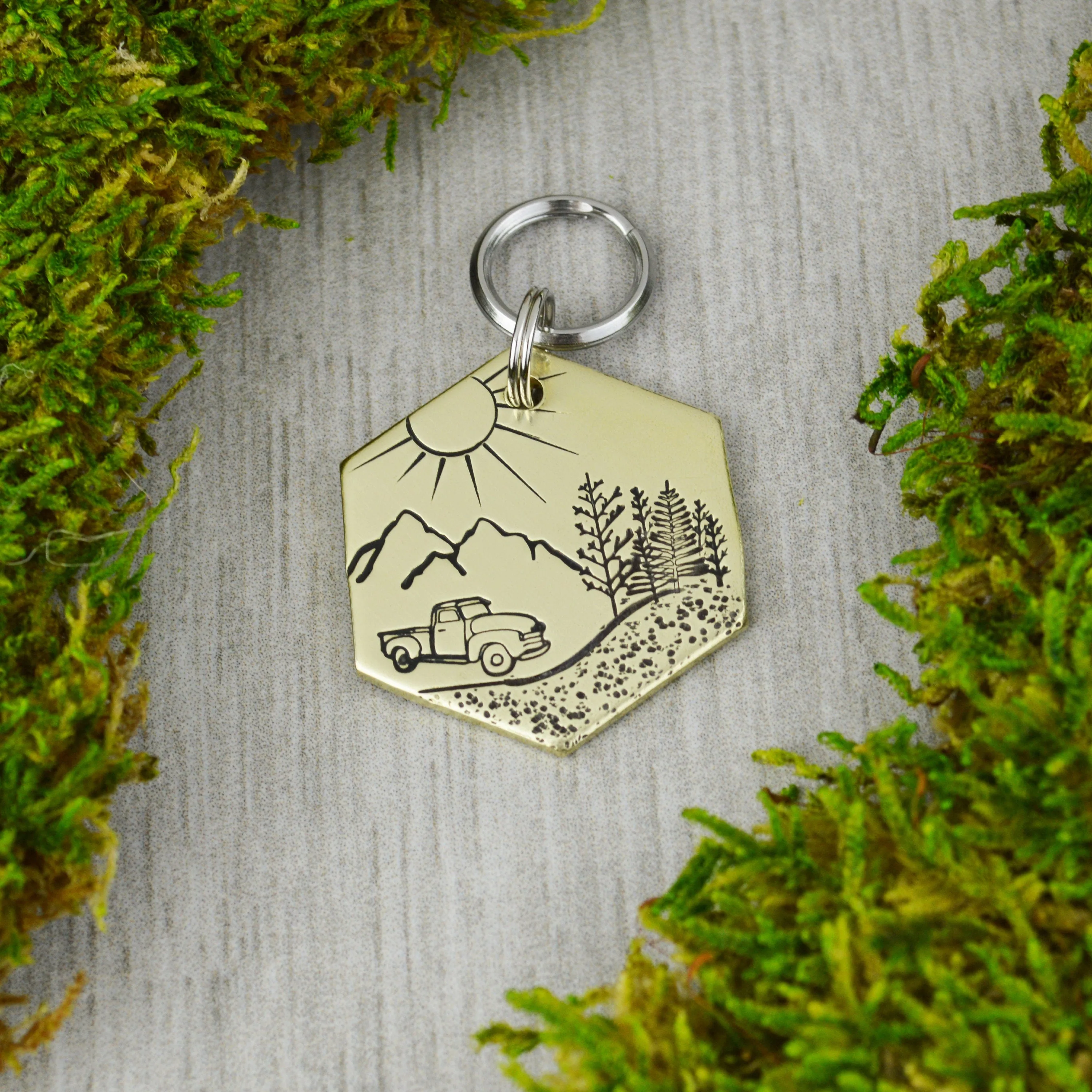 Drive Through the Mountains Pet ID Tag