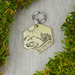 Drive Through the Mountains Pet ID Tag