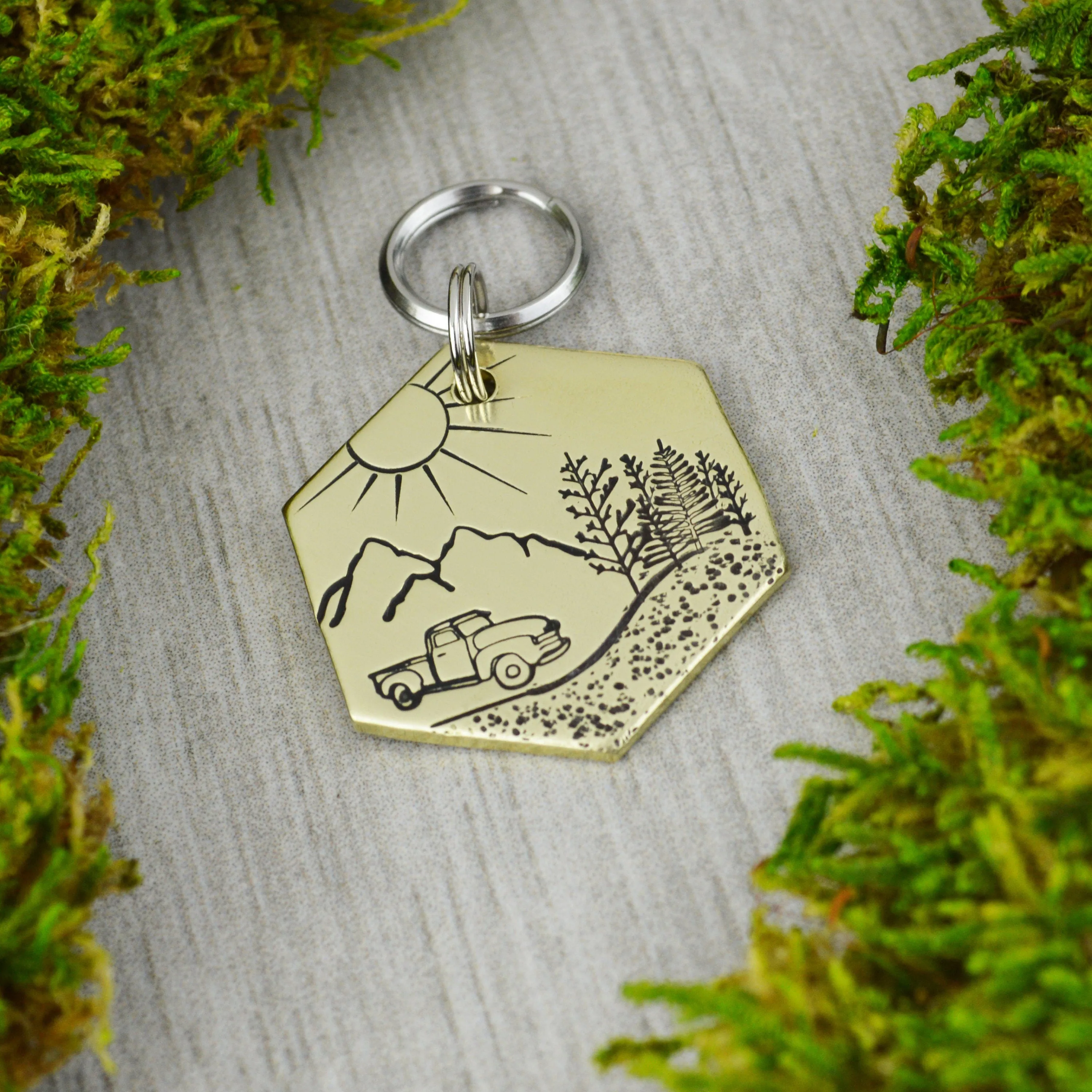 Drive Through the Mountains Pet ID Tag