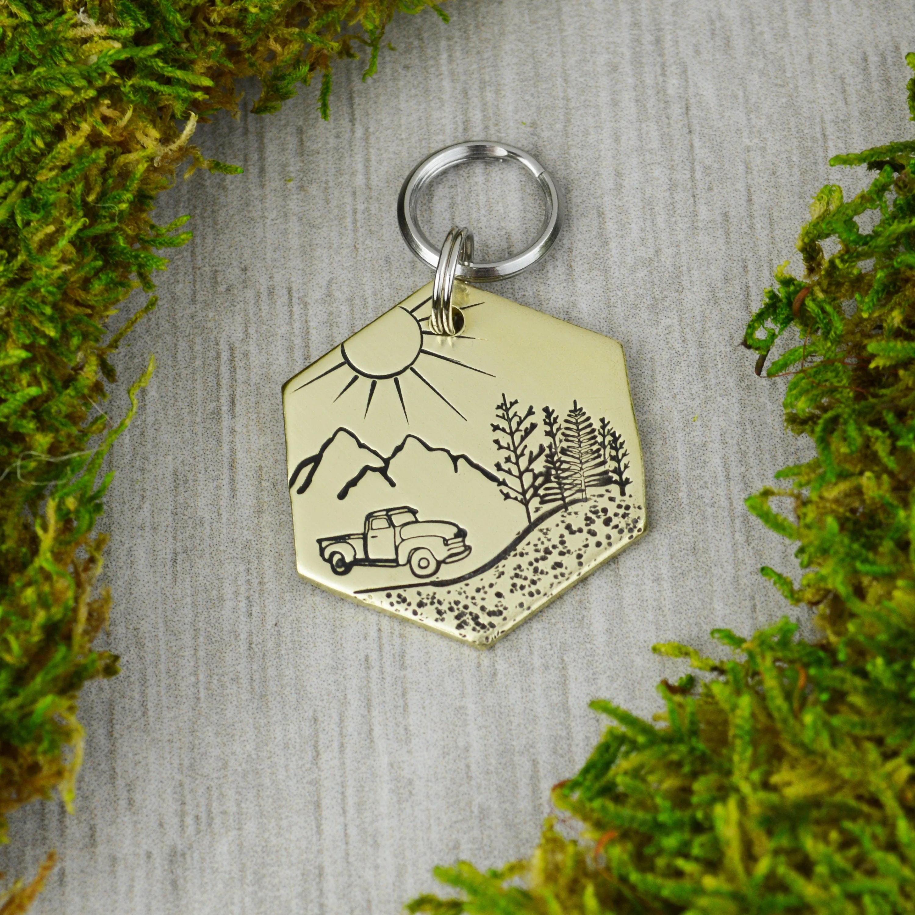 Drive Through the Mountains Pet ID Tag
