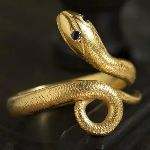 Early 20th Century Snake Ring with Sapphire Eyes
