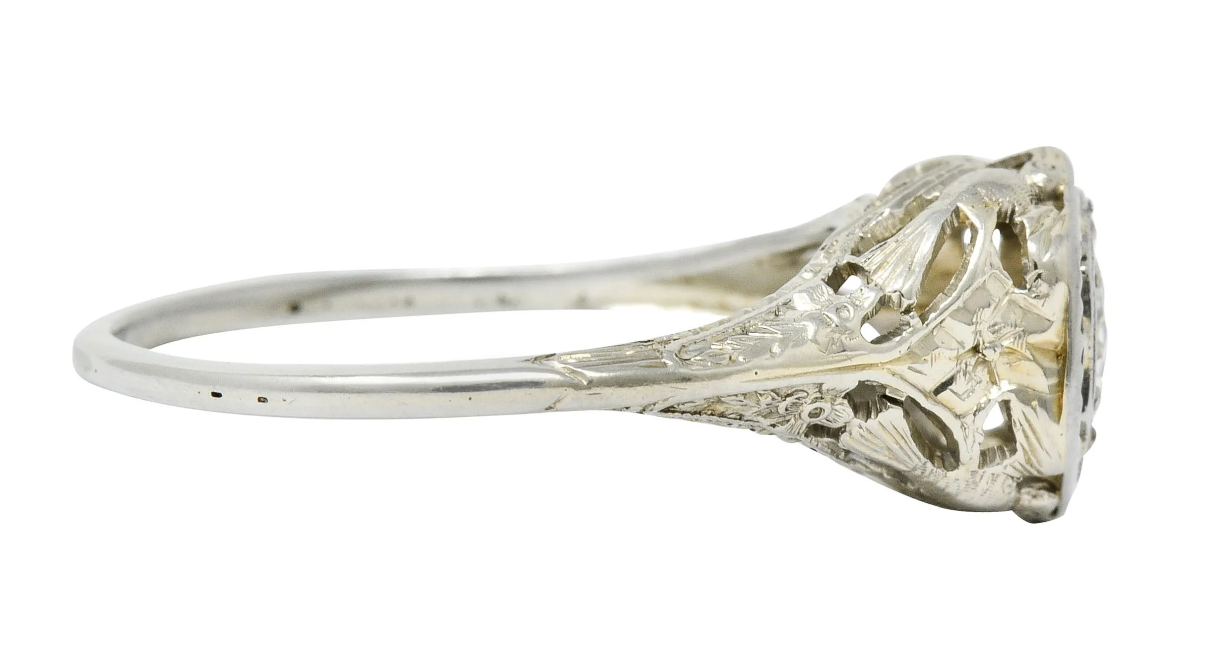 Early Art Deco 0.41 CTW Diamond 18 Karat Gold Lovebird Engagement Ring