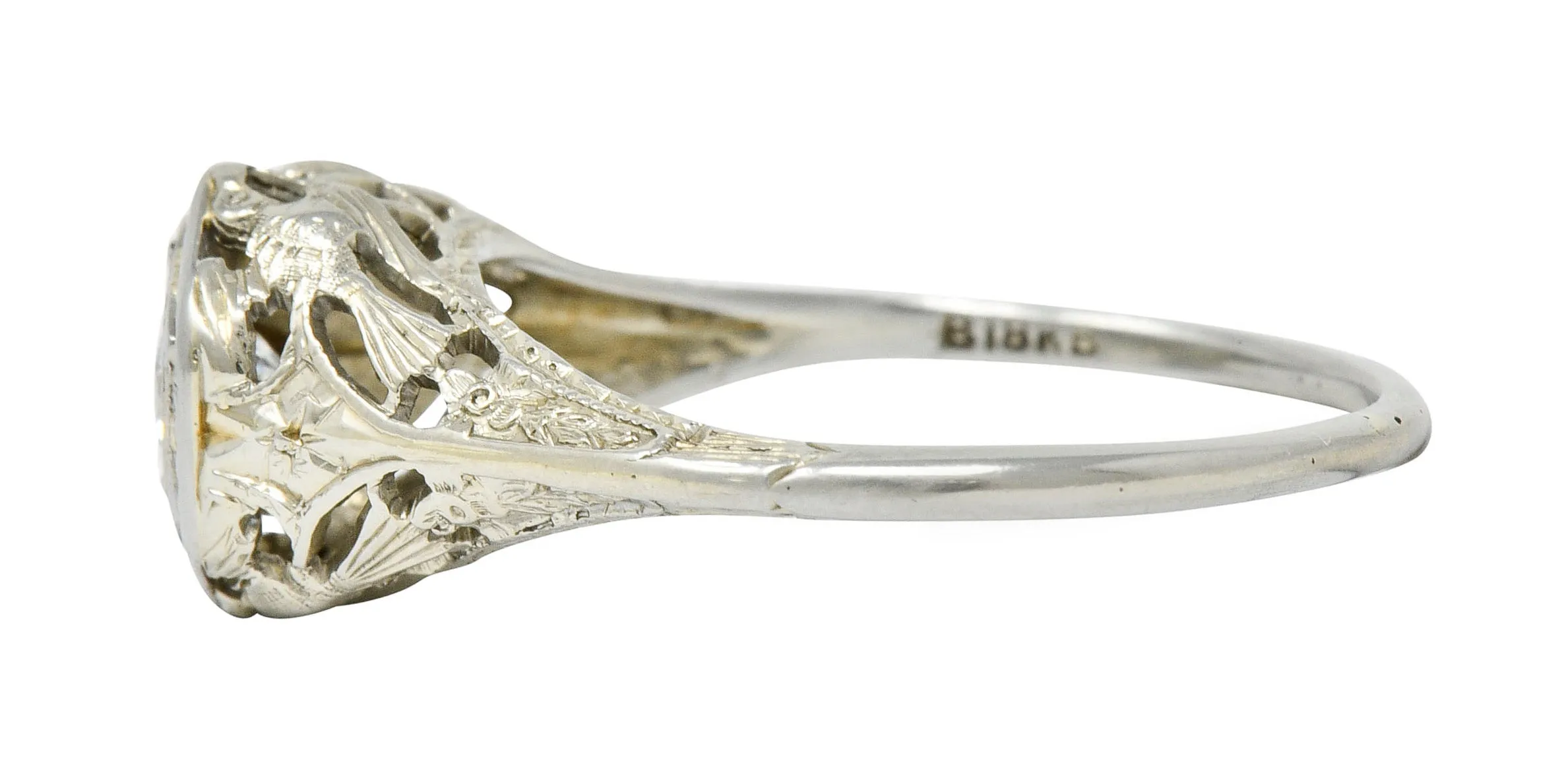 Early Art Deco 0.41 CTW Diamond 18 Karat Gold Lovebird Engagement Ring