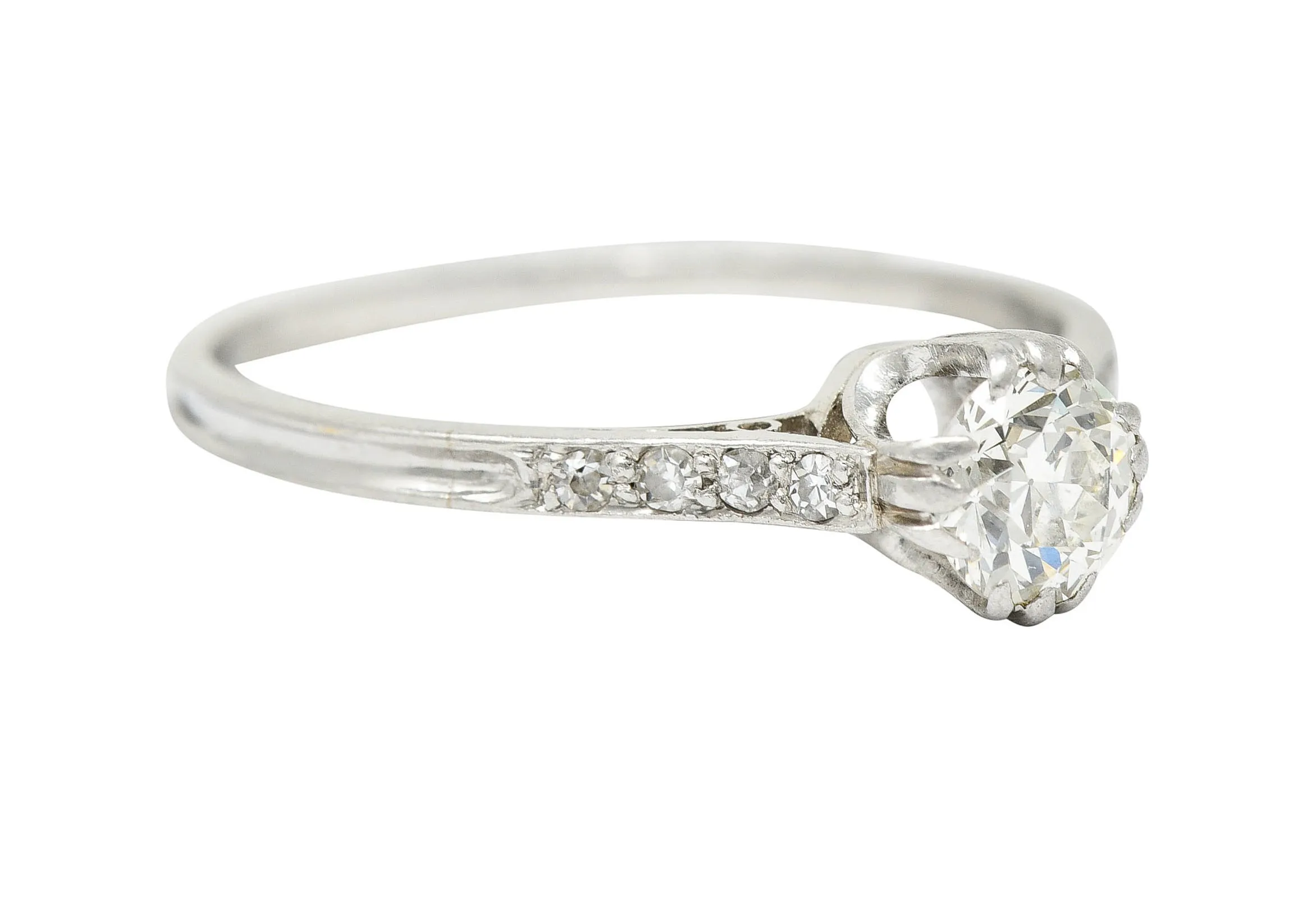 Early Art Deco 0.50 CTW Diamond Platinum Engagement Ring Circa 1920