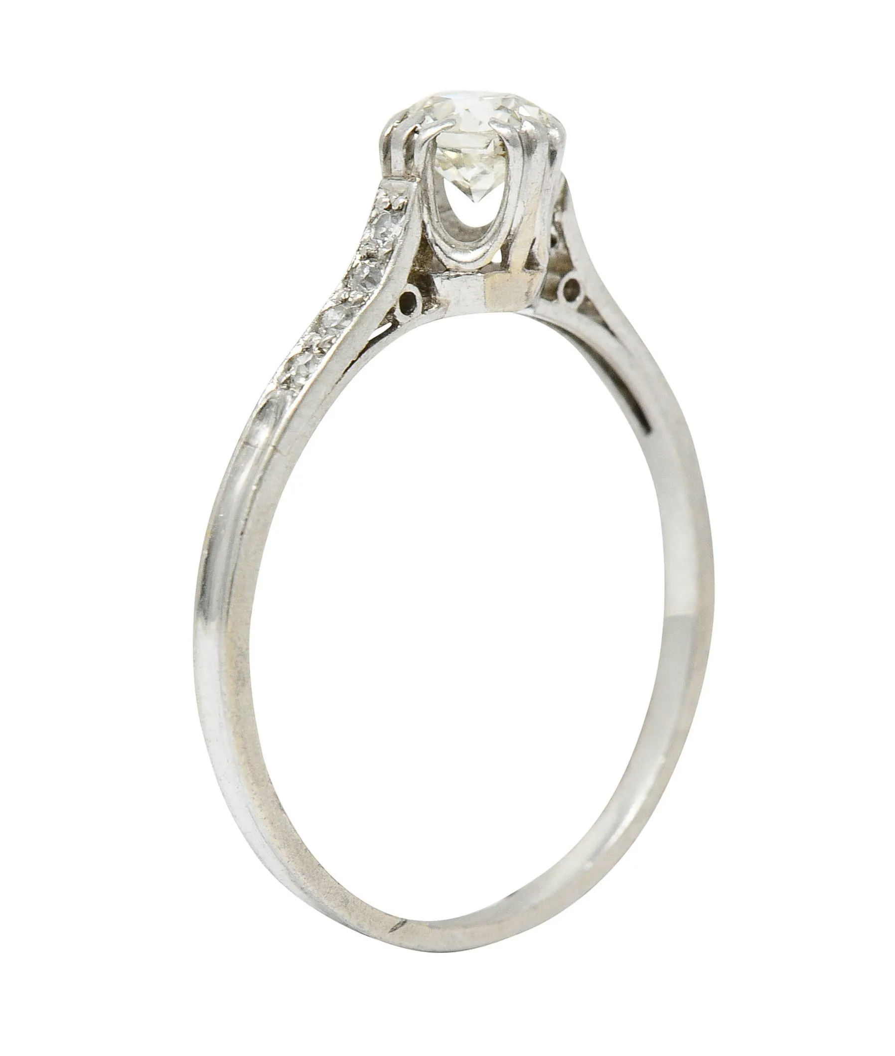 Early Art Deco 0.50 CTW Diamond Platinum Engagement Ring Circa 1920