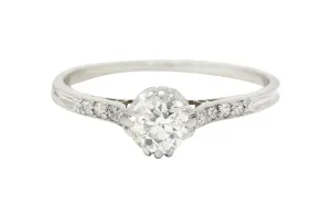 Early Art Deco 0.50 CTW Diamond Platinum Engagement Ring Circa 1920