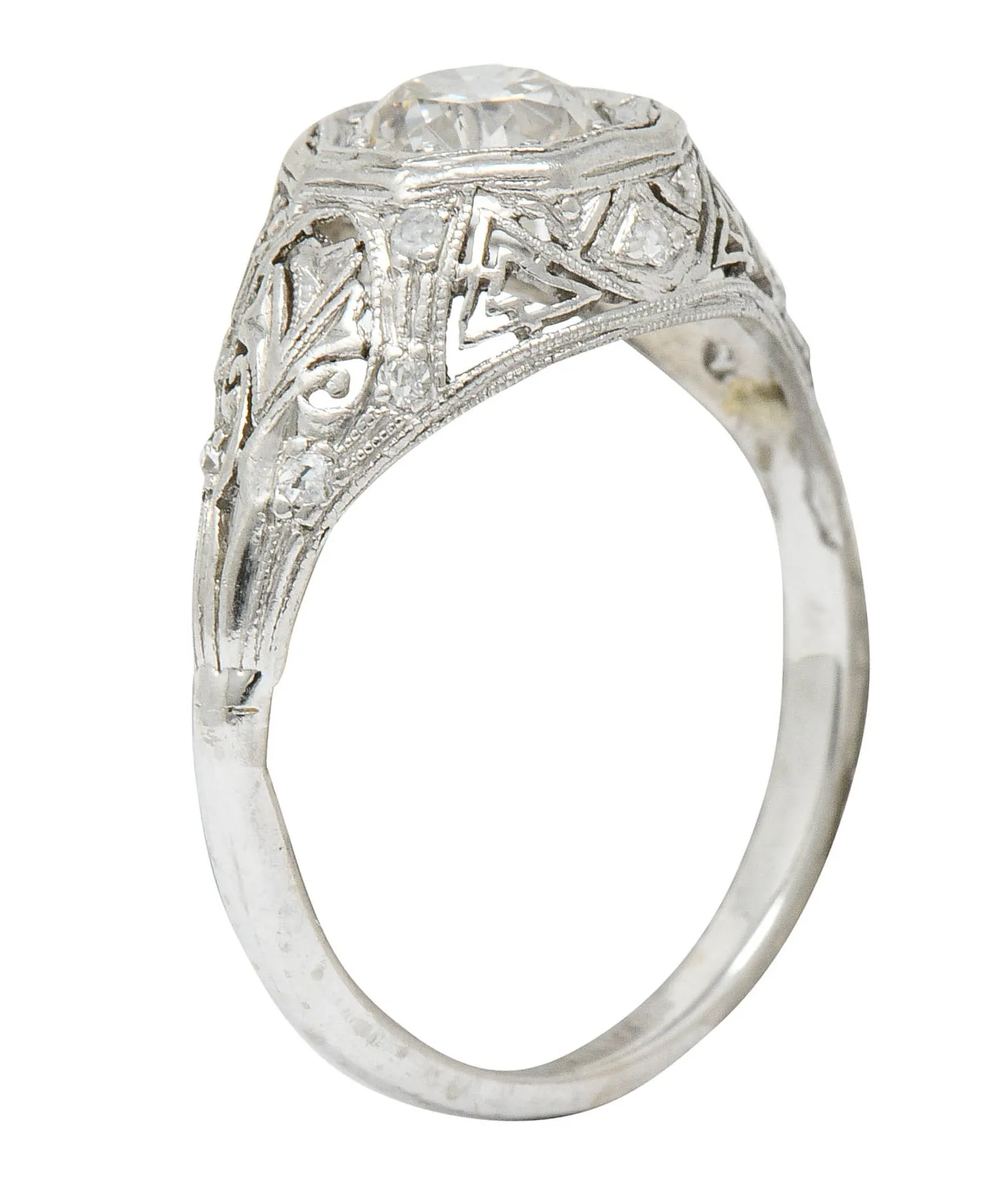 Early Art Deco 0.75 CTW Diamond 14 Karat White Gold Engagement Ring