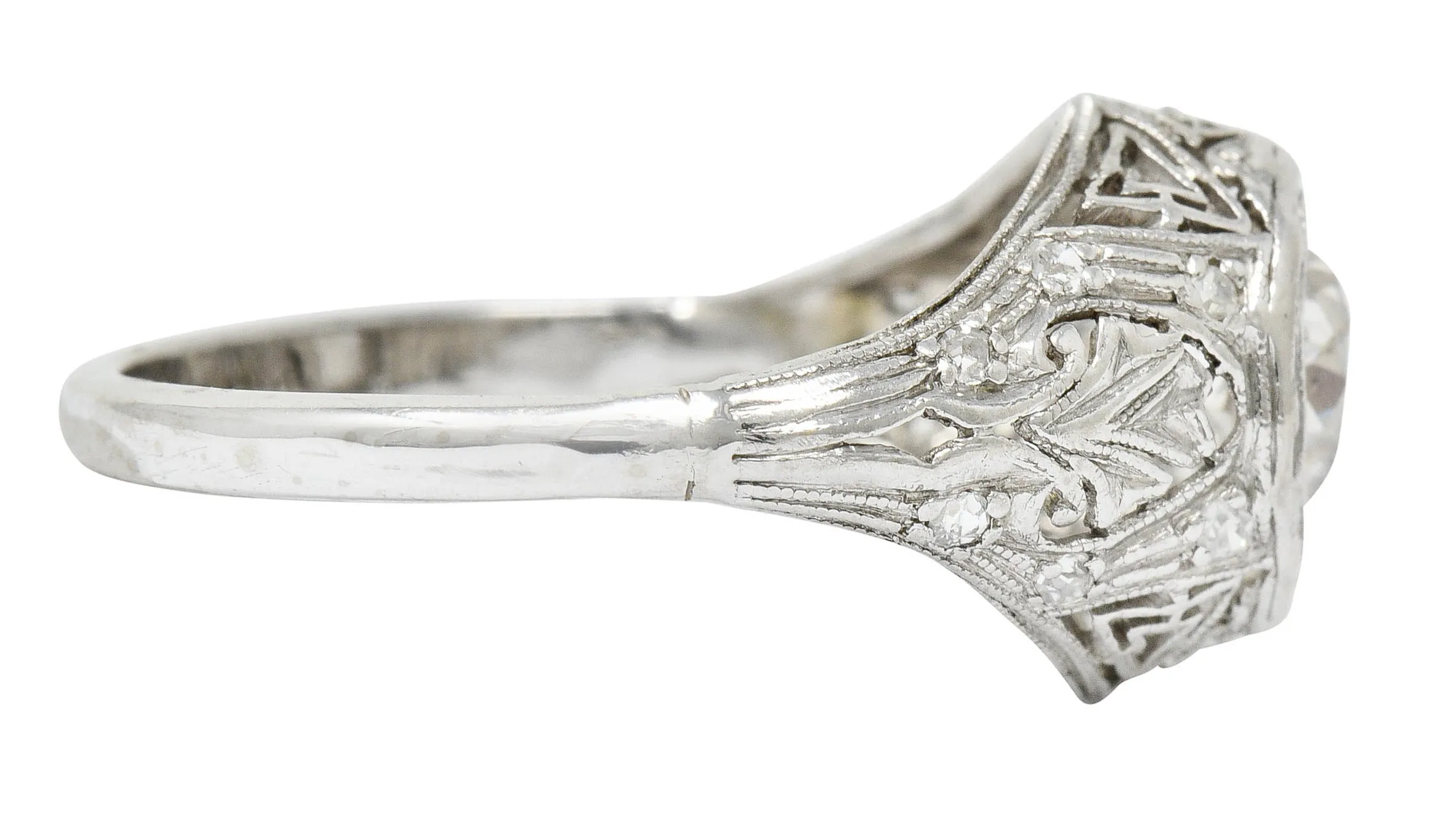Early Art Deco 0.75 CTW Diamond 14 Karat White Gold Engagement Ring