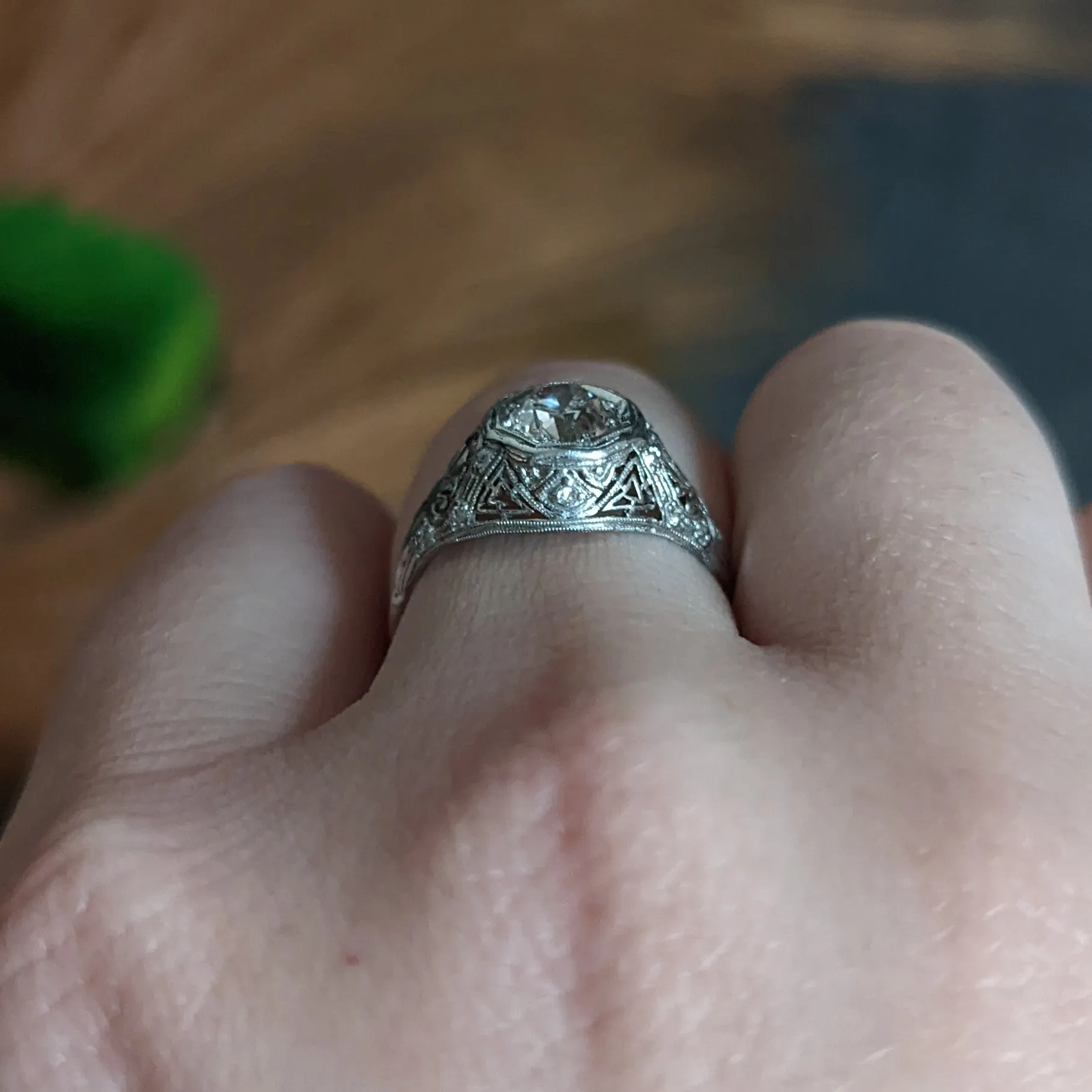 Early Art Deco 0.75 CTW Diamond 14 Karat White Gold Engagement Ring
