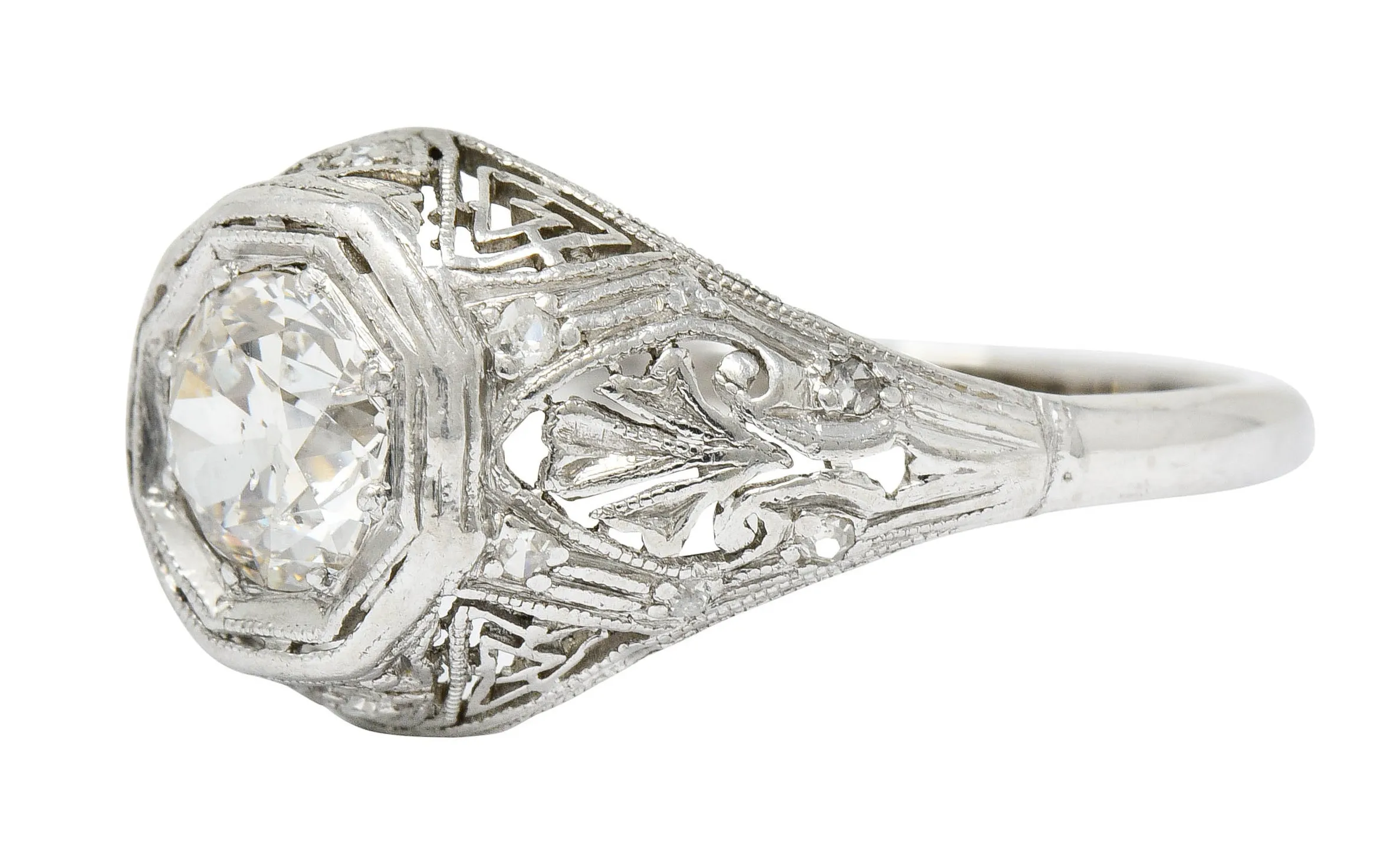Early Art Deco 0.75 CTW Diamond 14 Karat White Gold Engagement Ring