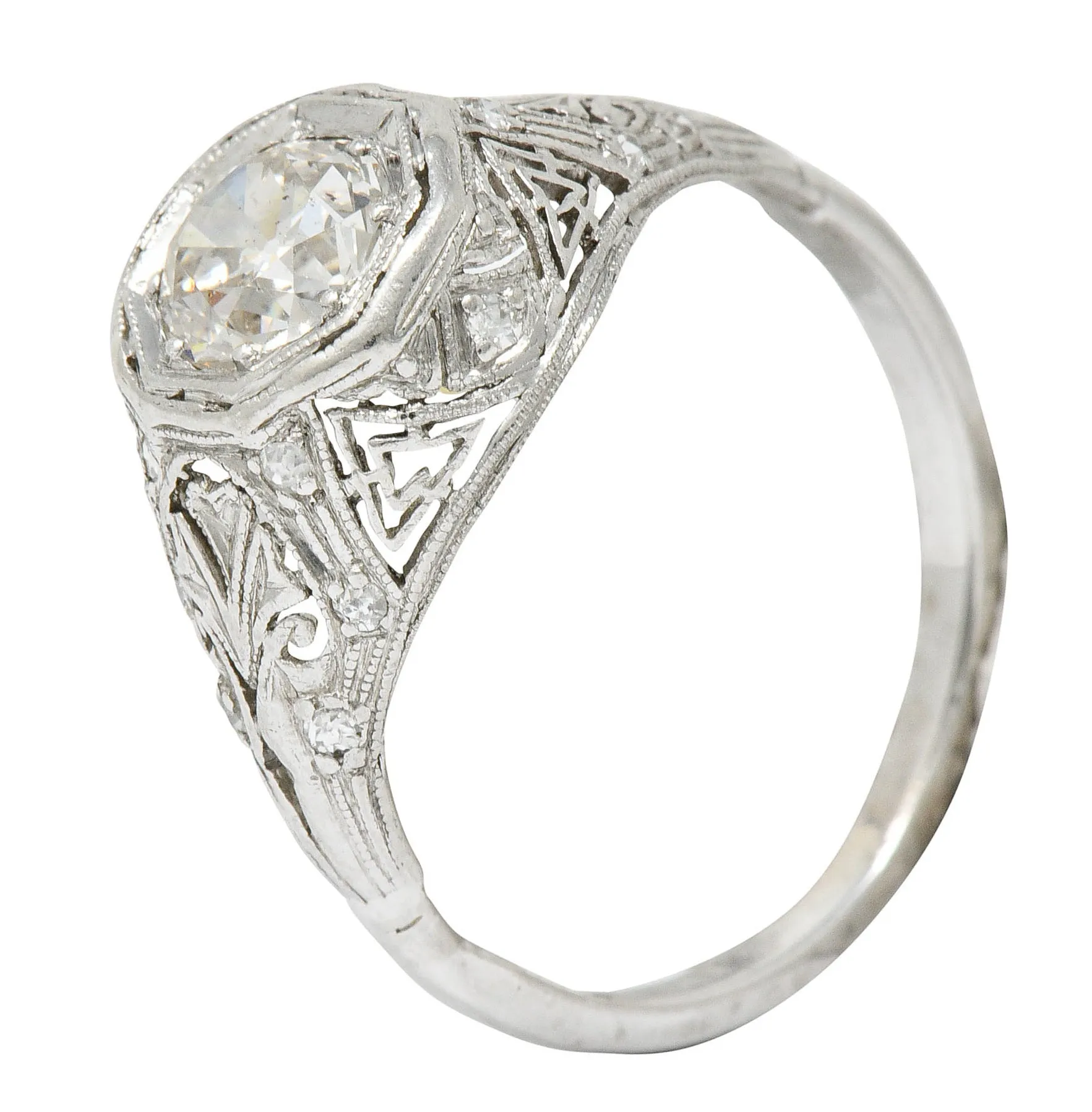 Early Art Deco 0.75 CTW Diamond 14 Karat White Gold Engagement Ring