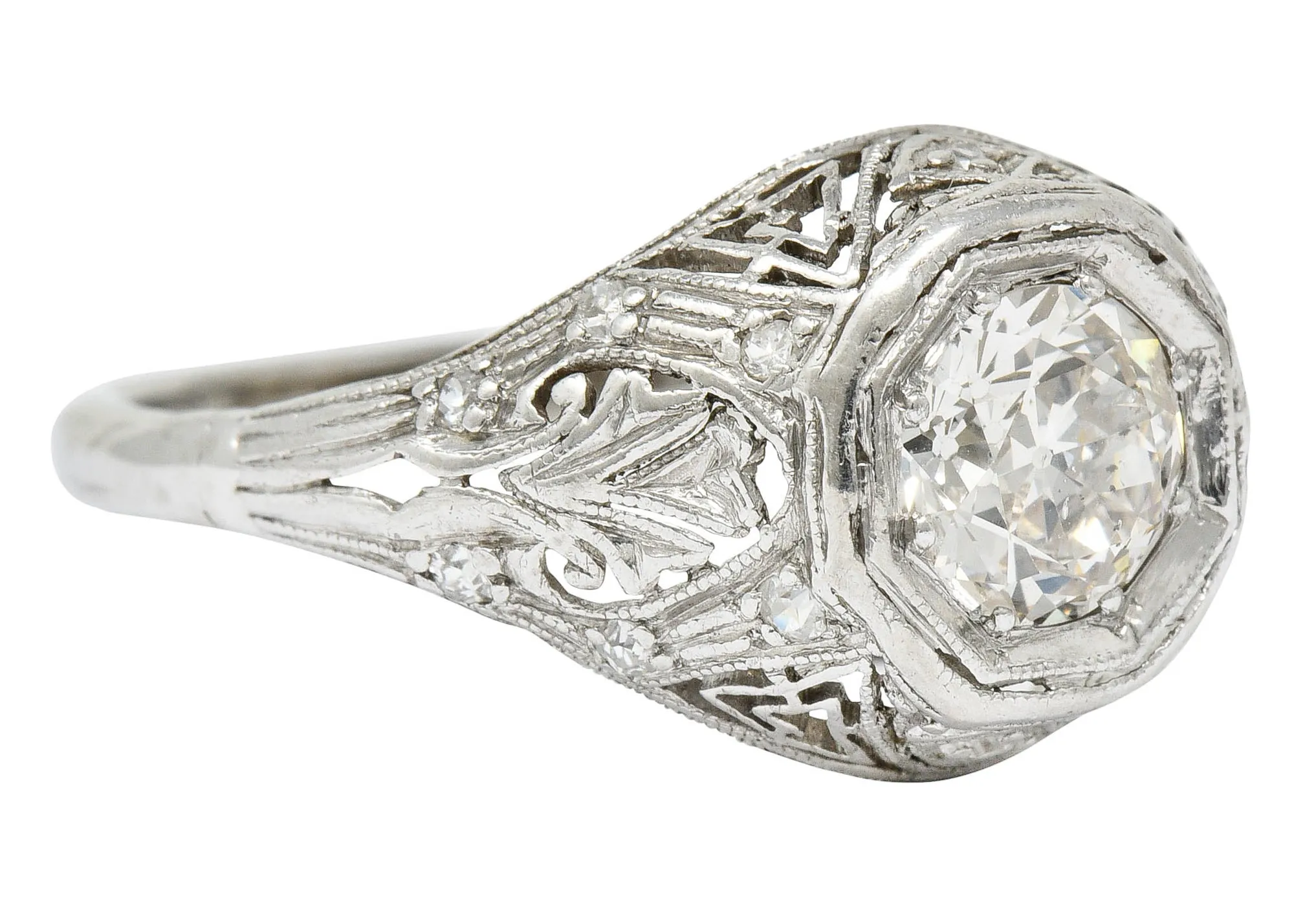 Early Art Deco 0.75 CTW Diamond 14 Karat White Gold Engagement Ring