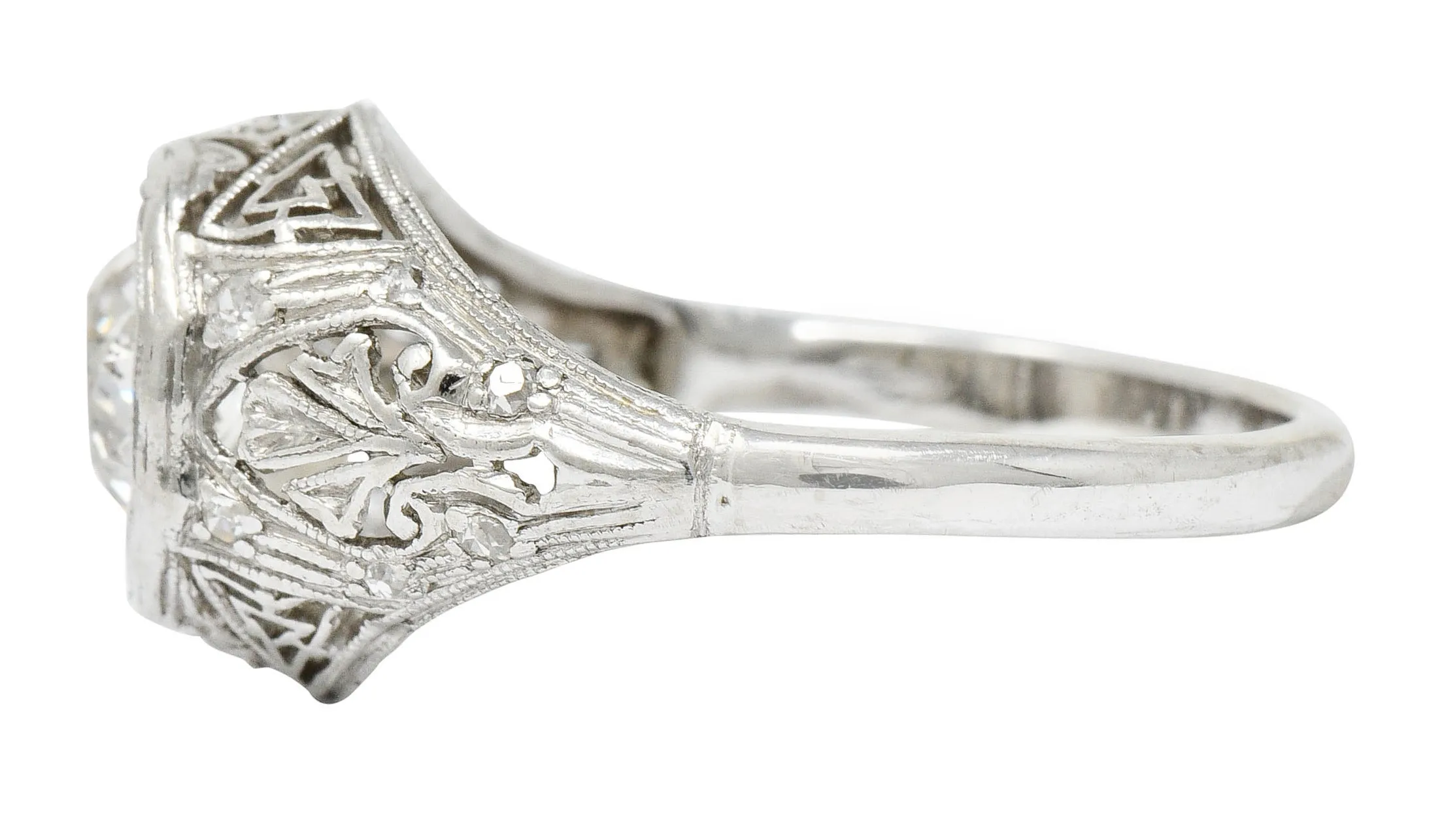 Early Art Deco 0.75 CTW Diamond 14 Karat White Gold Engagement Ring