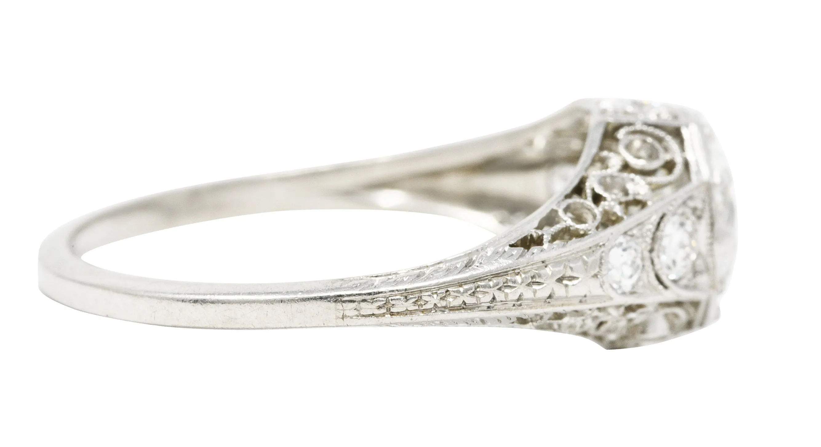 Early Art Deco 1.92 CTW Diamond Platinum Scrolled Filigree Engagement Ring
