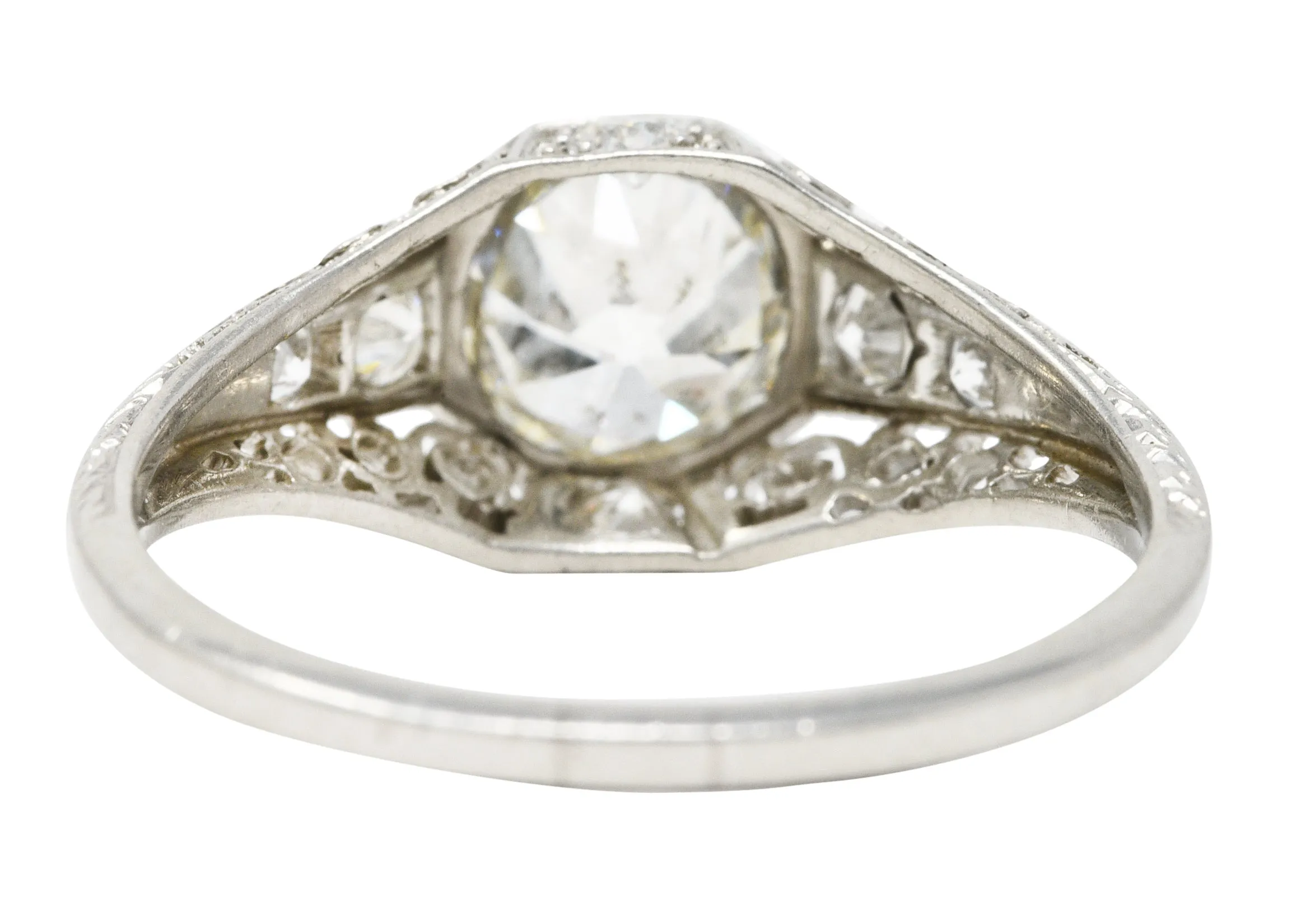 Early Art Deco 1.92 CTW Diamond Platinum Scrolled Filigree Engagement Ring