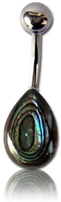 Earth Accessories Organic Shell Belly Button Ring Piercing for Women - Navel Belly Button Rings with Surgical Steel - with Abalone, Mother of Pearl
