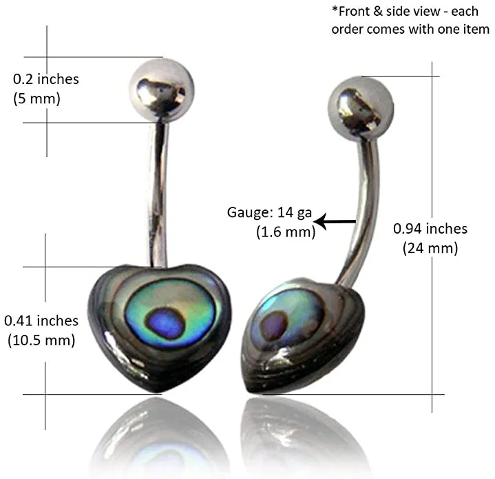 Earth Accessories Organic Shell Belly Button Ring Piercing for Women - Navel Belly Button Rings with Surgical Steel - with Abalone, Mother of Pearl