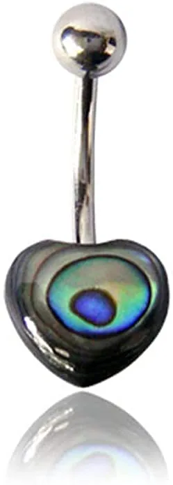 Earth Accessories Organic Shell Belly Button Ring Piercing for Women - Navel Belly Button Rings with Surgical Steel - with Abalone, Mother of Pearl