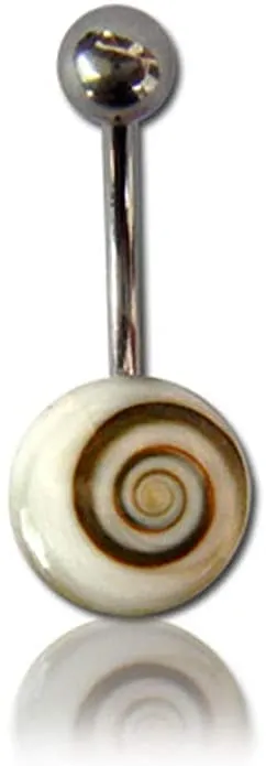 Earth Accessories Organic Shell Belly Button Ring Piercing for Women - Navel Belly Button Rings with Surgical Steel - with Abalone, Mother of Pearl