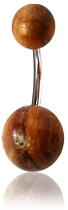 Earth Accessories Organic Wood Belly Button Ring Piercing for Women - Navel Belly Button Rings with Surgical Steel