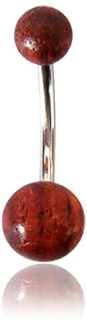 Earth Accessories Organic Wood Belly Button Ring Piercing for Women - Navel Belly Button Rings with Surgical Steel
