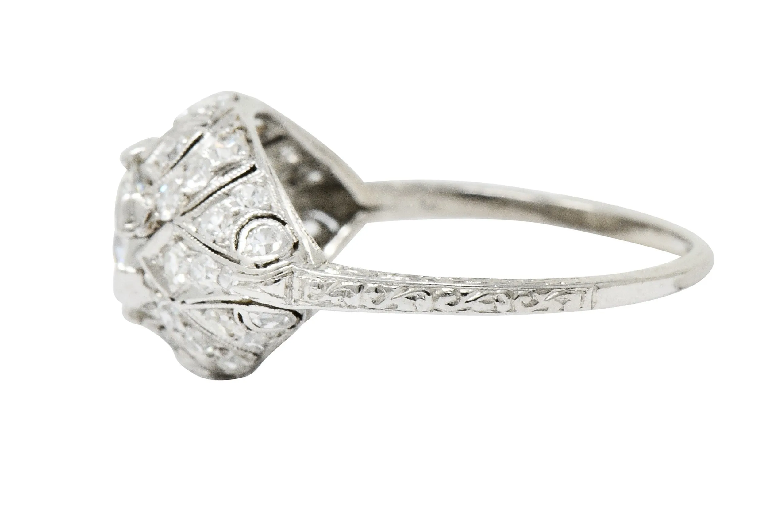 Edwardian 1.95 CTW Diamond Platinum Scrolled Engagement Ring GIA