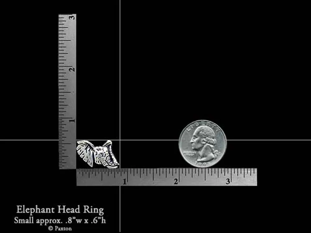 Elephant Head Ring Sterling Silver