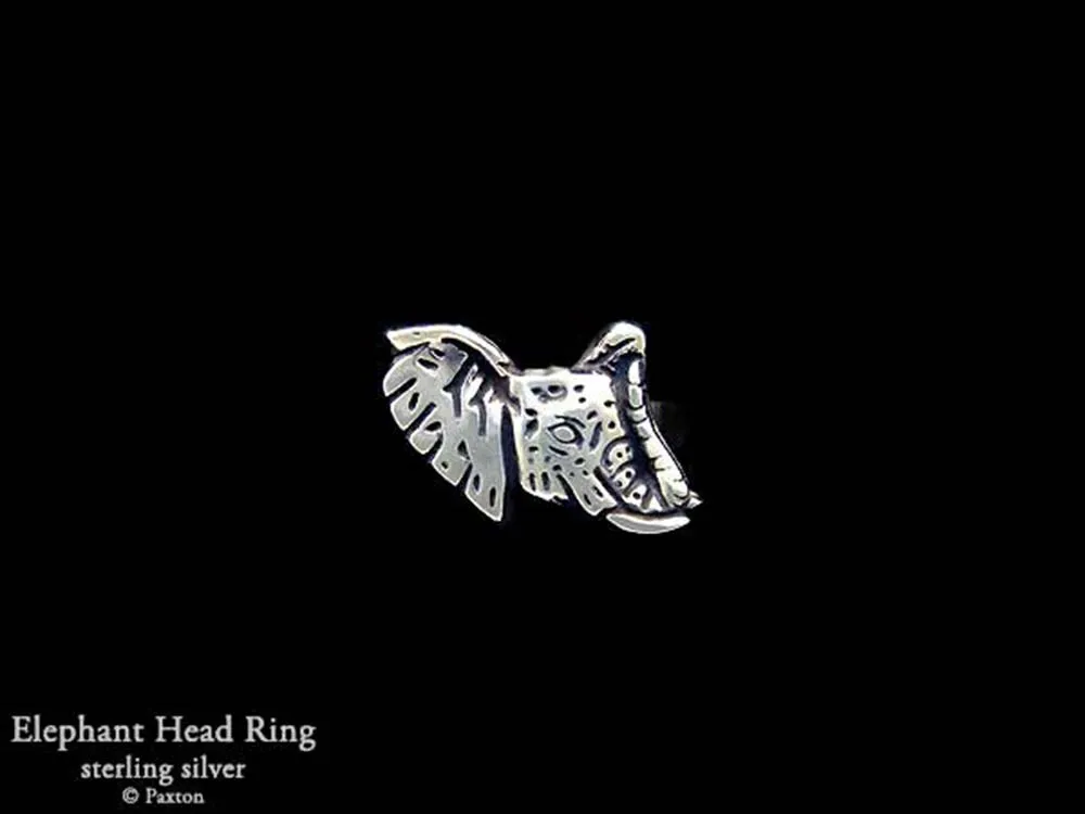 Elephant Head Ring Sterling Silver