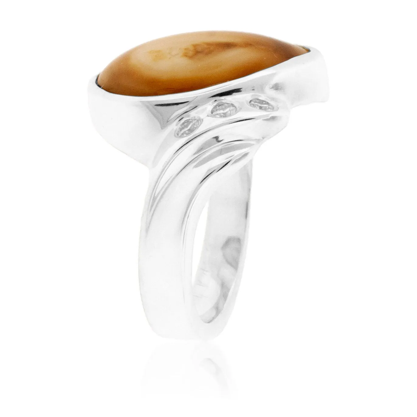 Elk Tooth Ivory Wave Freeform Ring with Moissanite Accents