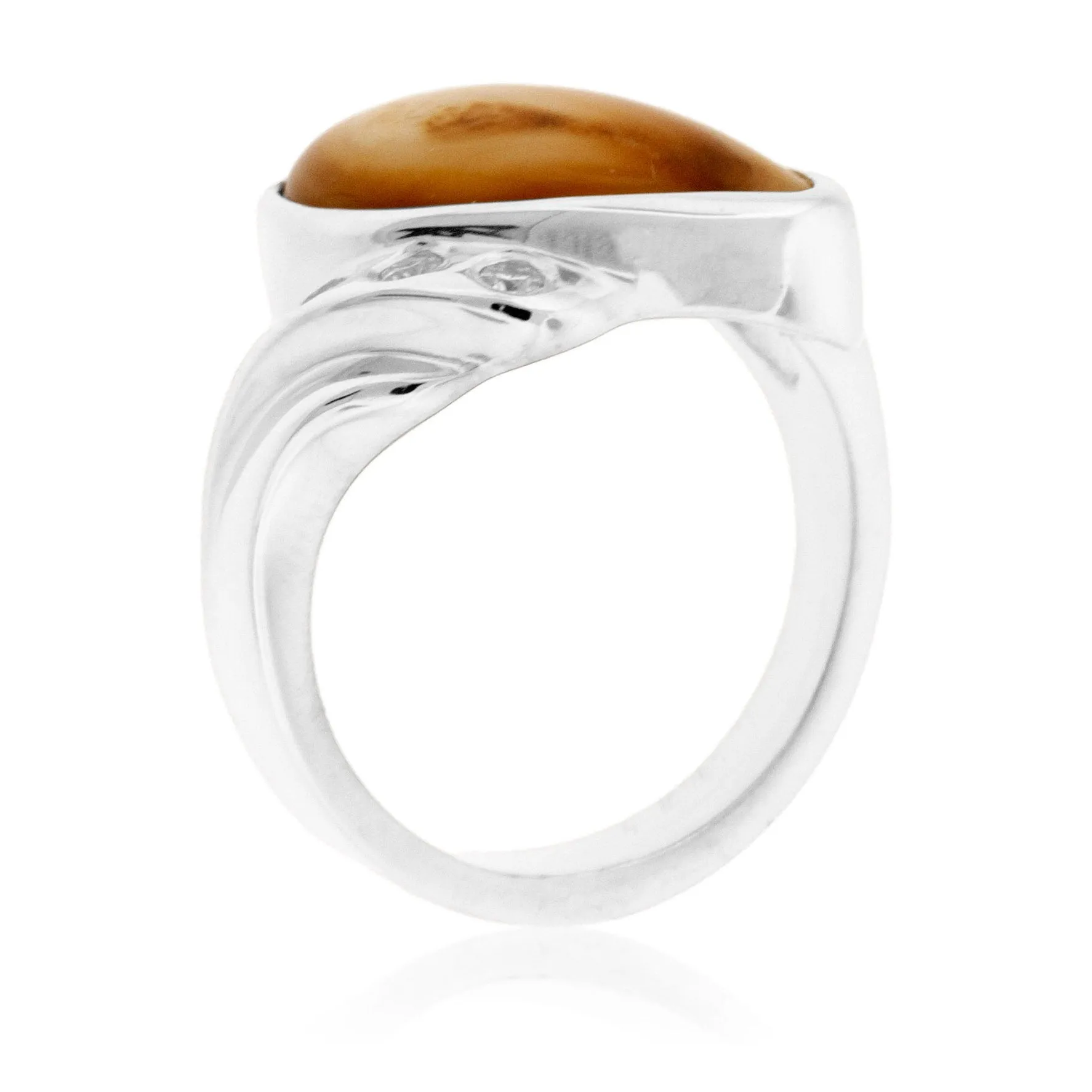 Elk Tooth Ivory Wave Freeform Ring with Moissanite Accents