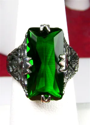 Emerald Ring, Baguette Intaglio, Victorian Jewelry #D31