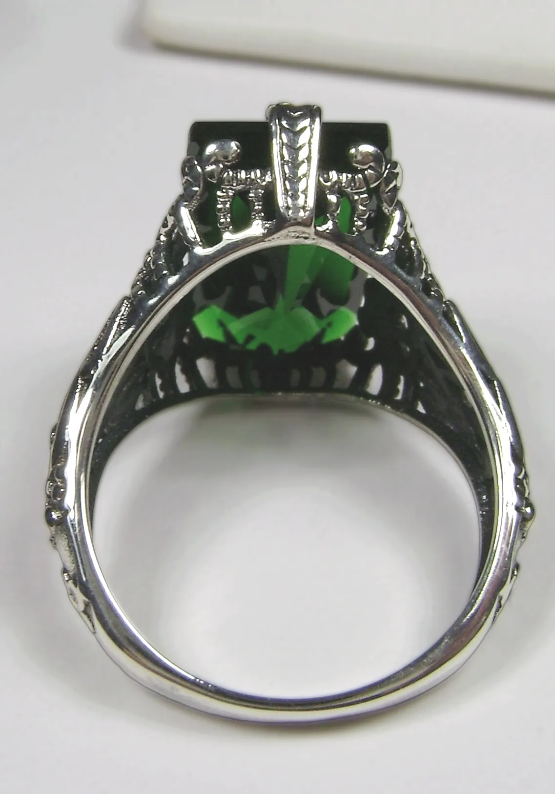 Emerald Ring, Baguette Intaglio, Victorian Jewelry #D31