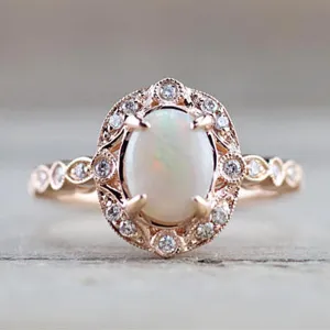 Estate Diamond and Fire Opal Ring