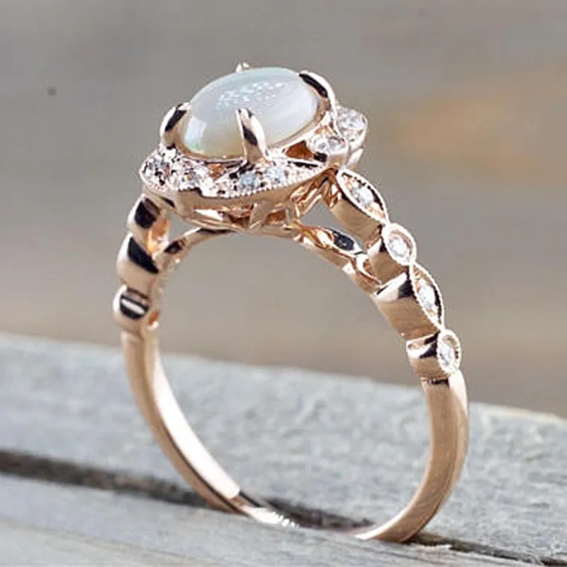 Estate Diamond and Fire Opal Ring