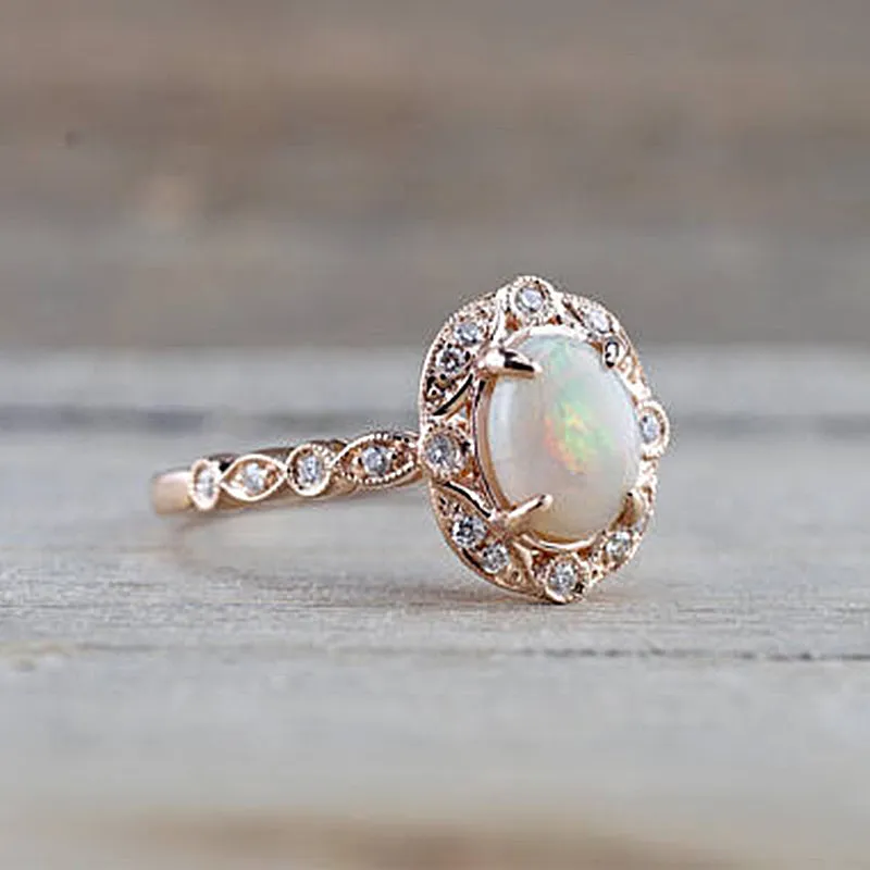 Estate Diamond and Fire Opal Ring
