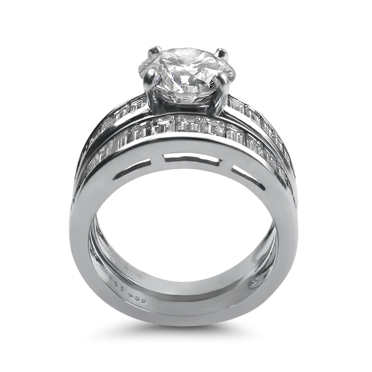 Estate Platinum Round 2.44ct Diamond Wedding Set