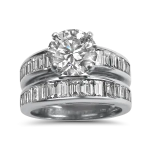 Estate Platinum Round 2.44ct Diamond Wedding Set
