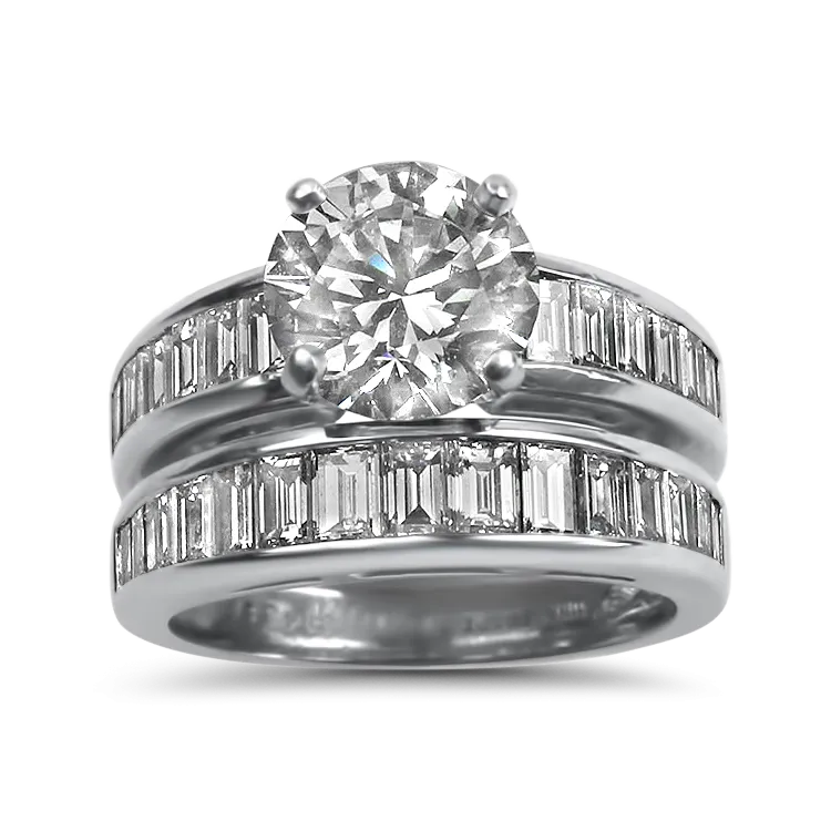 Estate Platinum Round 2.44ct Diamond Wedding Set