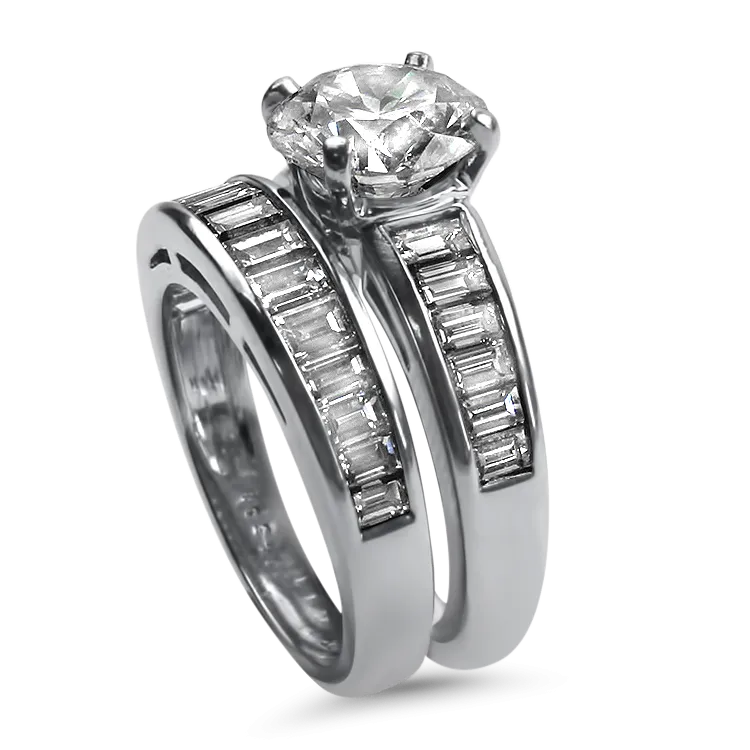 Estate Platinum Round 2.44ct Diamond Wedding Set