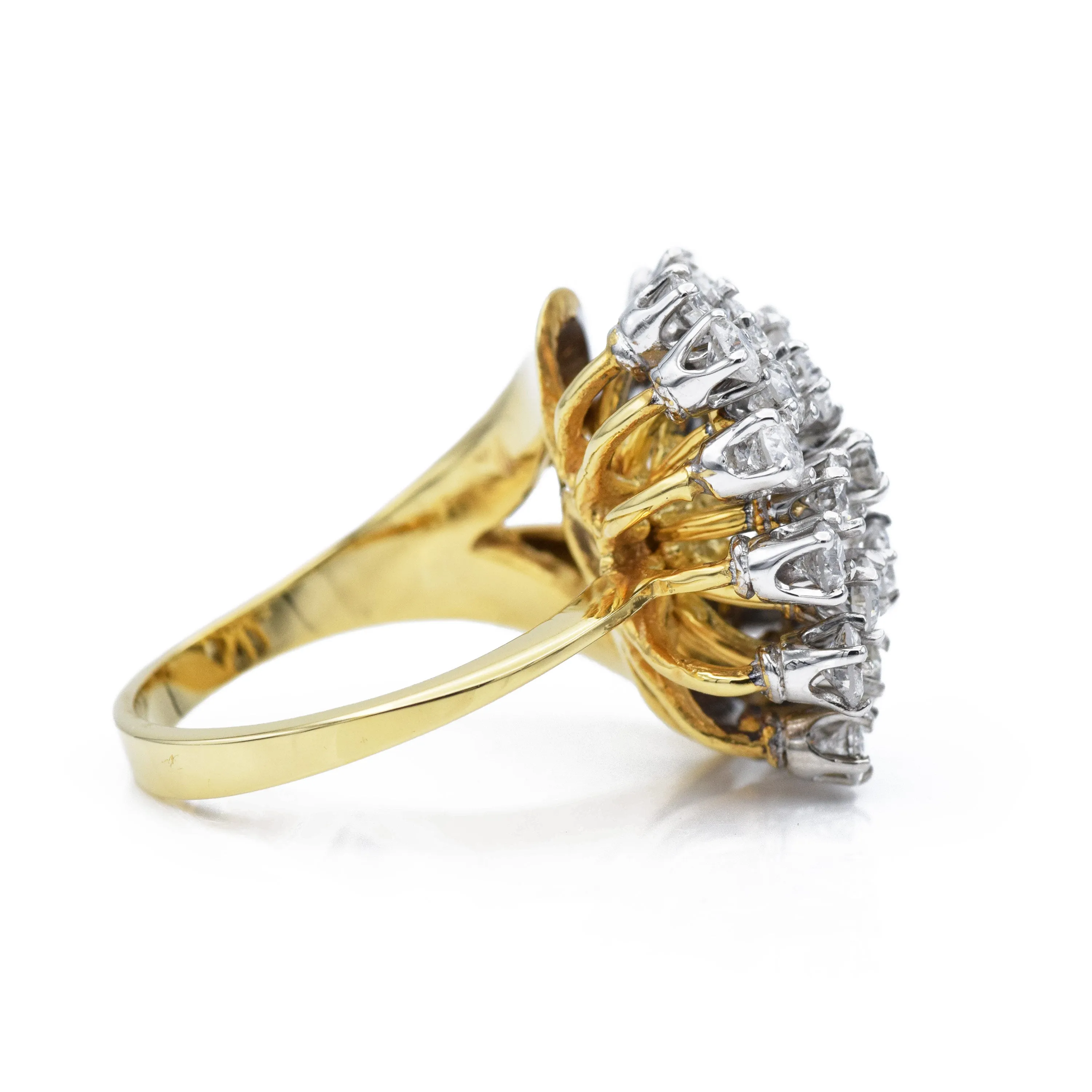 Estate Retro-Era Gold & Diamond Cluster Ring