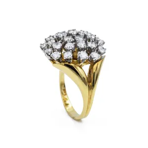 Estate Retro-Era Gold & Diamond Cluster Ring
