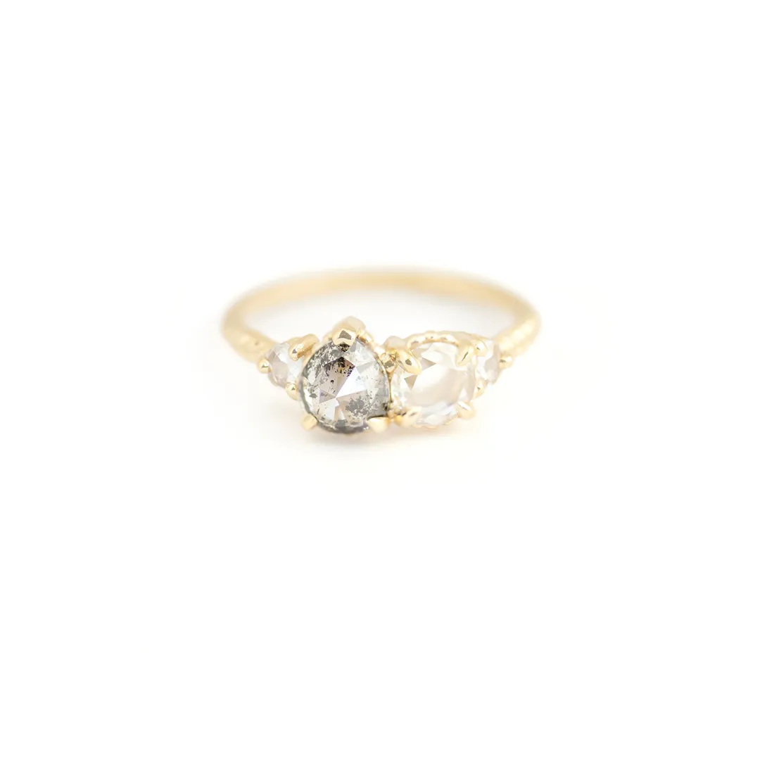 Evergreen Quartet Salt & Pepper Diamond Engagement Ring