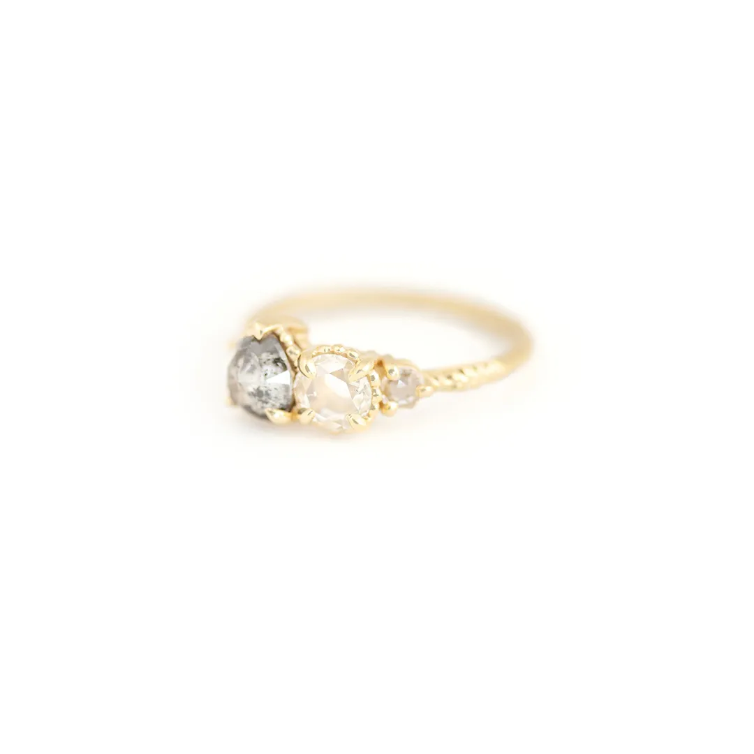 Evergreen Quartet Salt & Pepper Diamond Engagement Ring