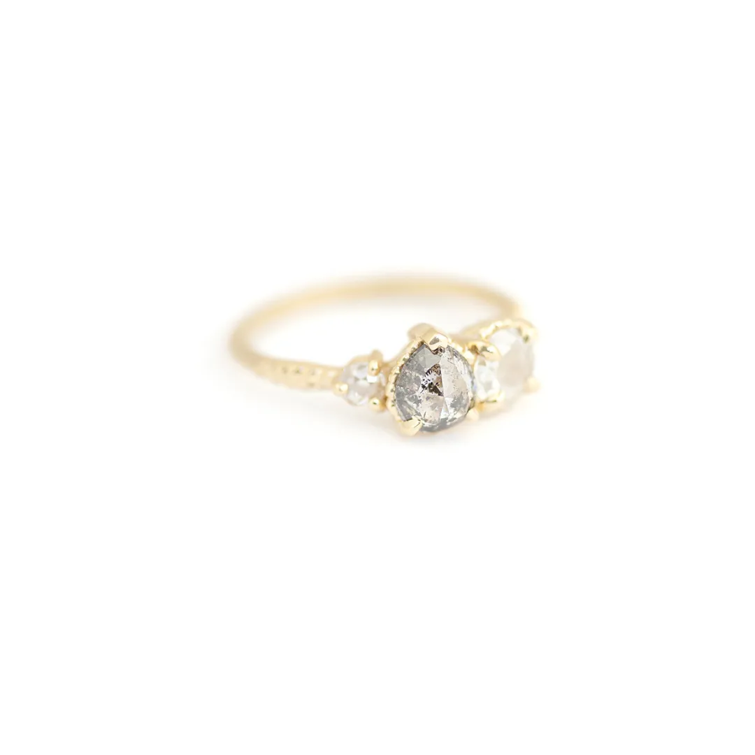 Evergreen Quartet Salt & Pepper Diamond Engagement Ring