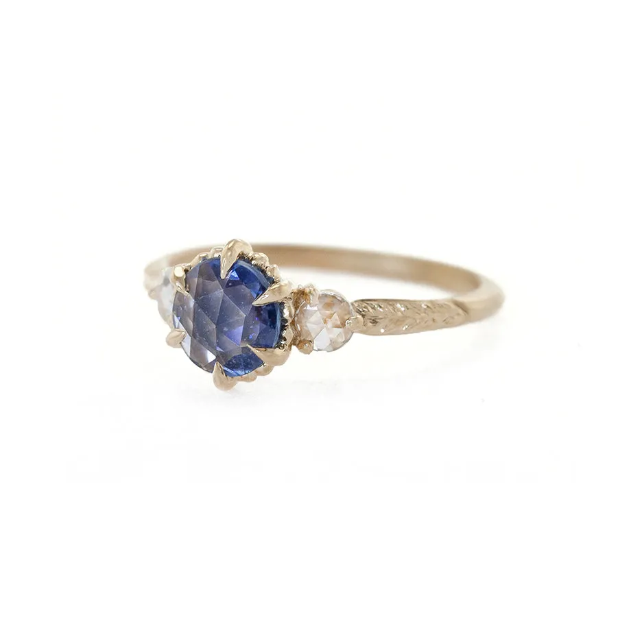Evergreen Sapphire 3 Stone Engagement Ring