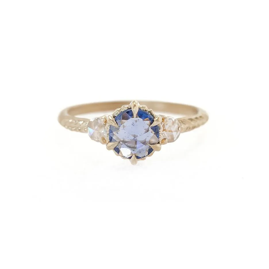 Evergreen Sapphire 3 Stone Engagement Ring