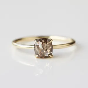Exclusive Brown Salt & Pepper Diamond Cushion Cut Solitaire Ring - Size Large