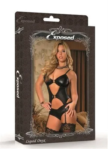 Exposed Liquid Onyx Diamond Ring Merry Widow & Boy Short Set - 1x-3x