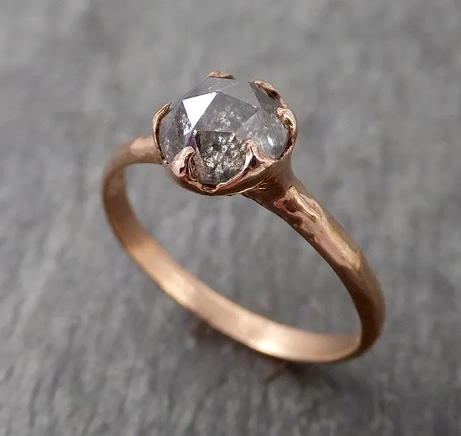 Fancy cut Salt and pepper Solitaire Diamond Engagement 14k Rose Gold Wedding Ring byAngeline 1716